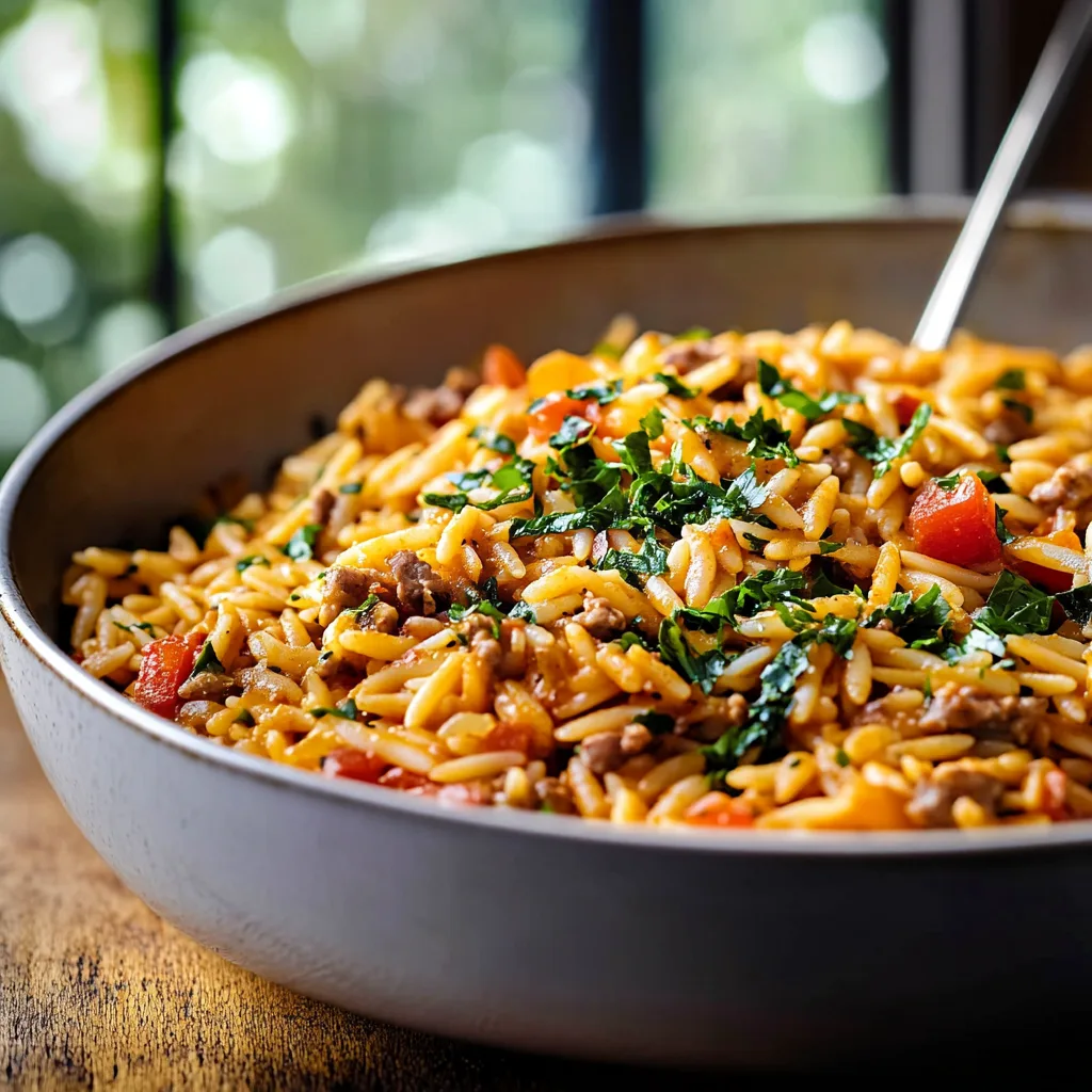 Cajun Dirty Orzo Dish