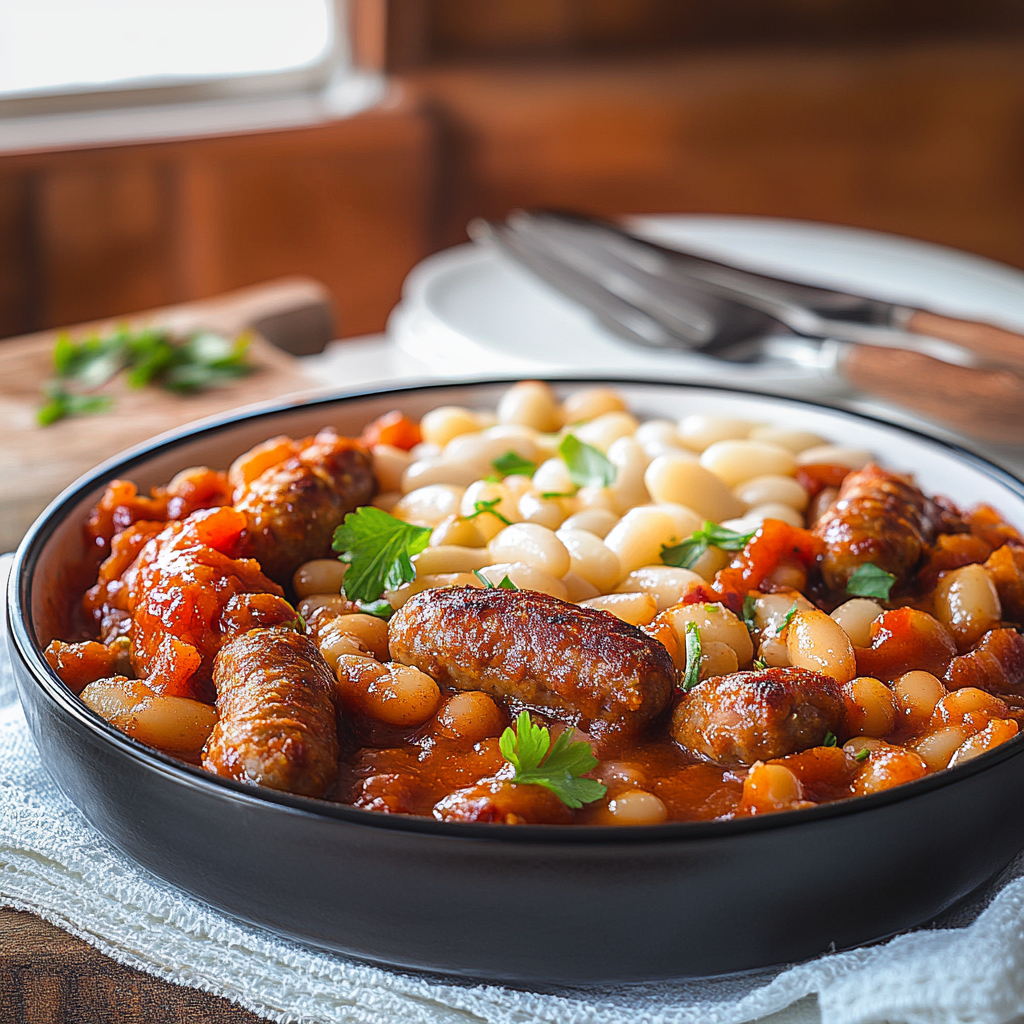 Sausage & Baked Bean Casserole Dish