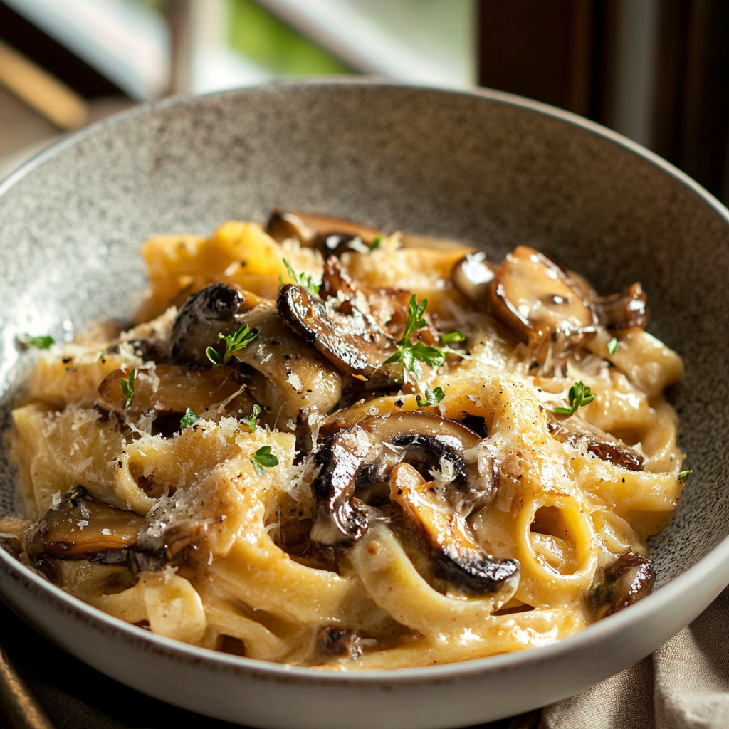 Caramelized Leek and Mushroom Gruyere Pasta