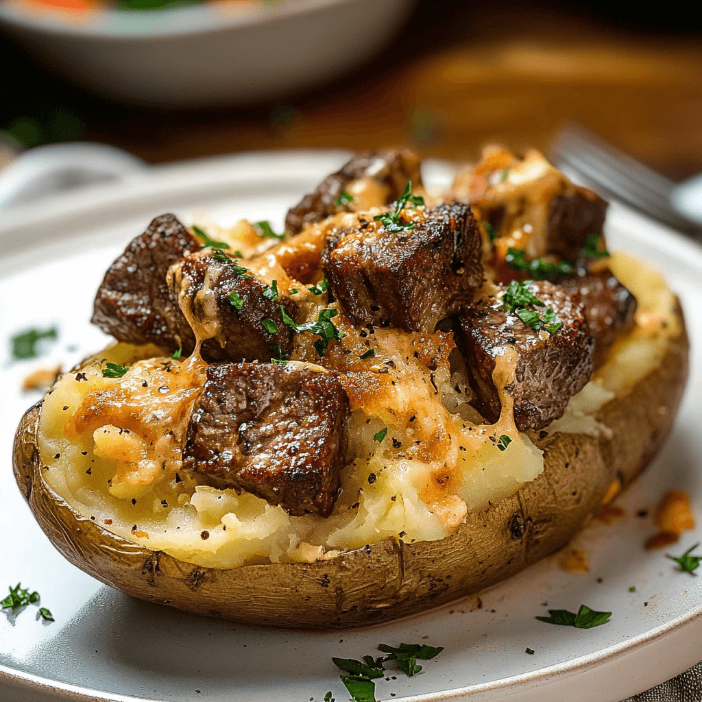 Loaded Baked Potato with Steak Bites