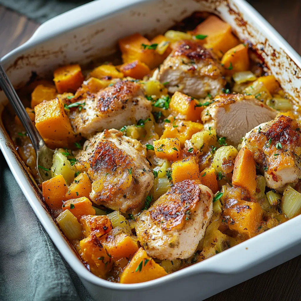 Chicken, Leek and Butternut Squash Bake