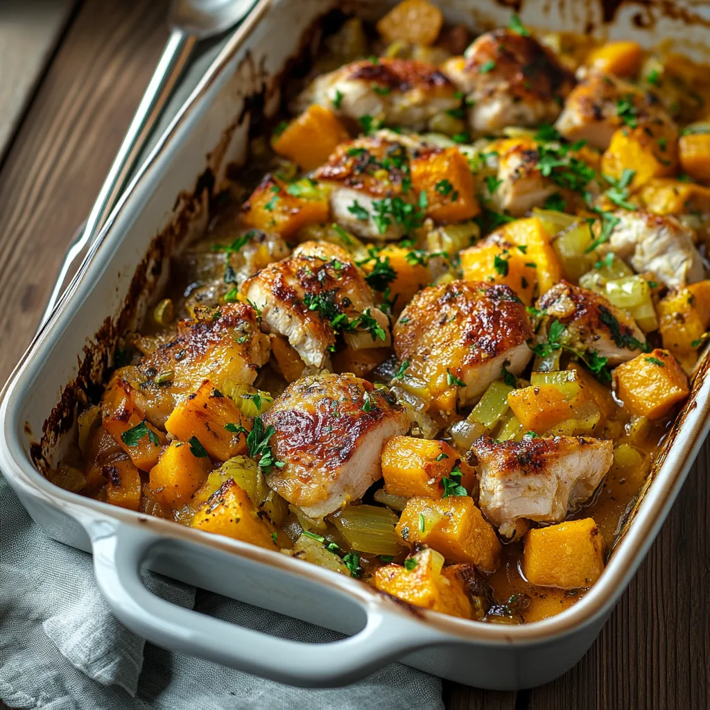 Chicken Leek Butternut Squash Bake