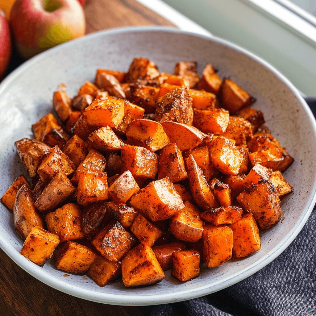 Cinnamon Roasted Sweet Potatoes and Apples Dish