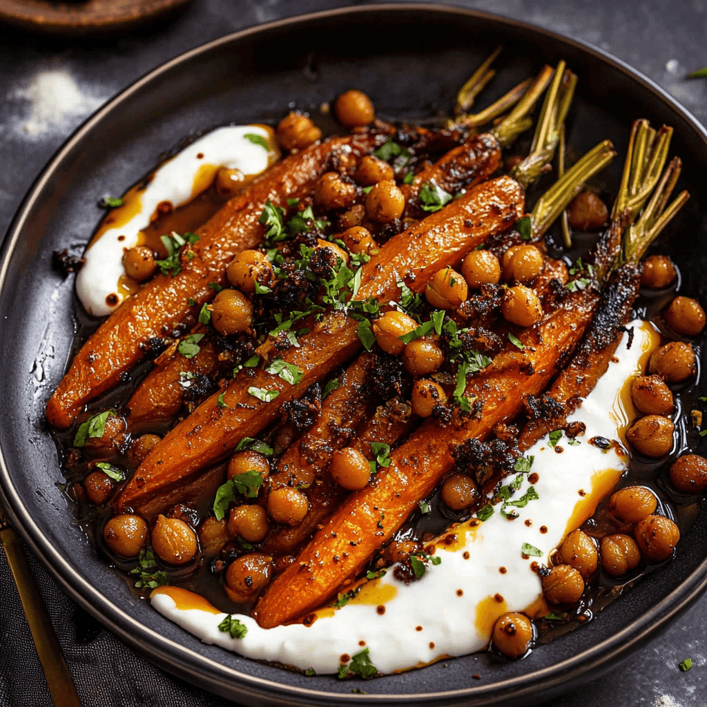 Spicy Maple Roast Carrots with Chickpeas