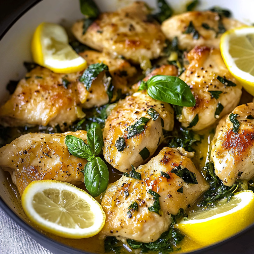 Lemon Basil Chicken Dish Recipe preparation