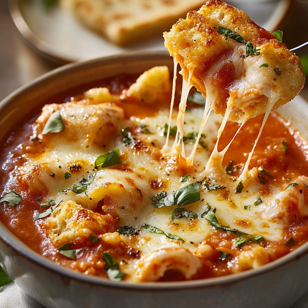 Chicken Parm Soup Bowl Recipe preparation