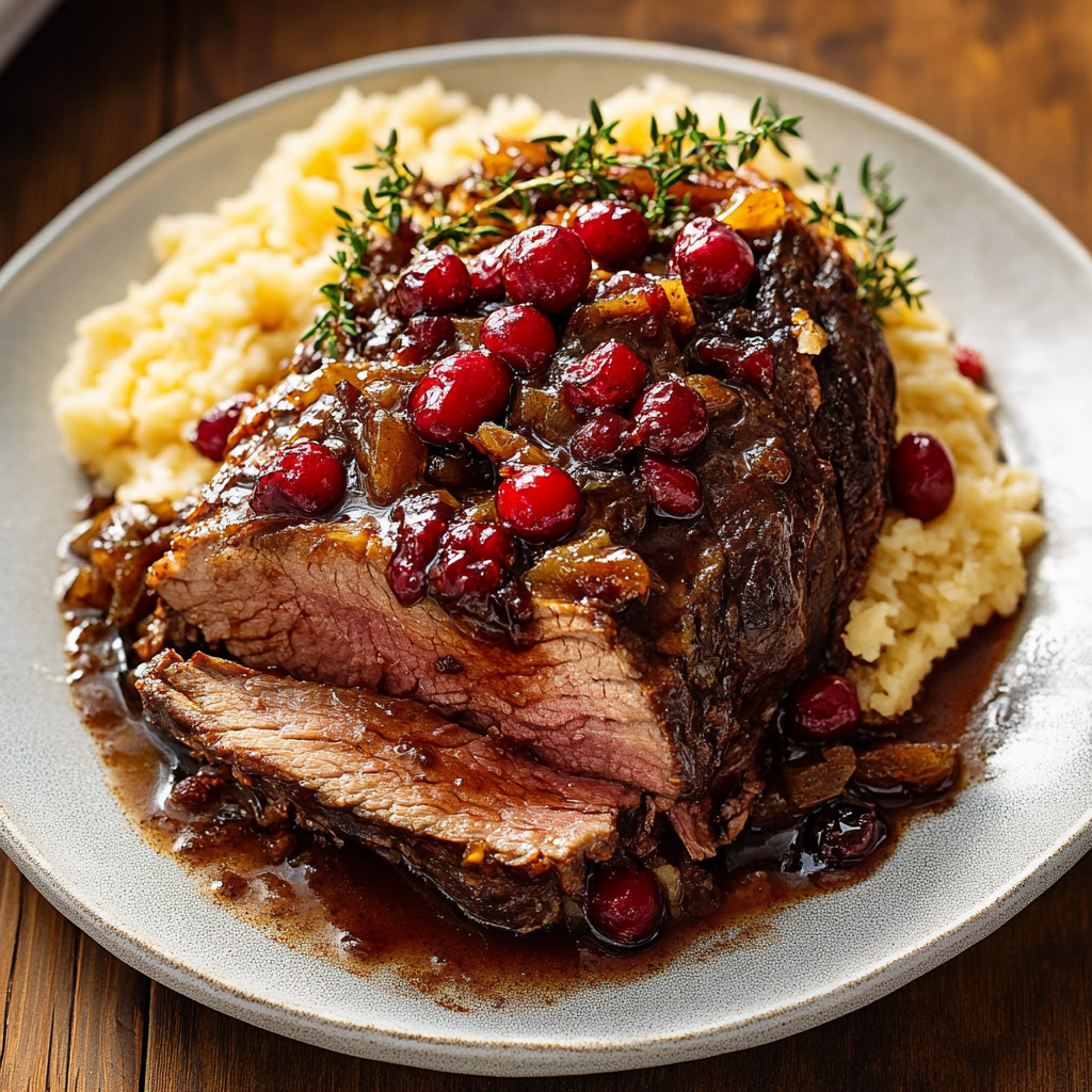 Cranberry Balsamic Roast Beef Recipe preparation