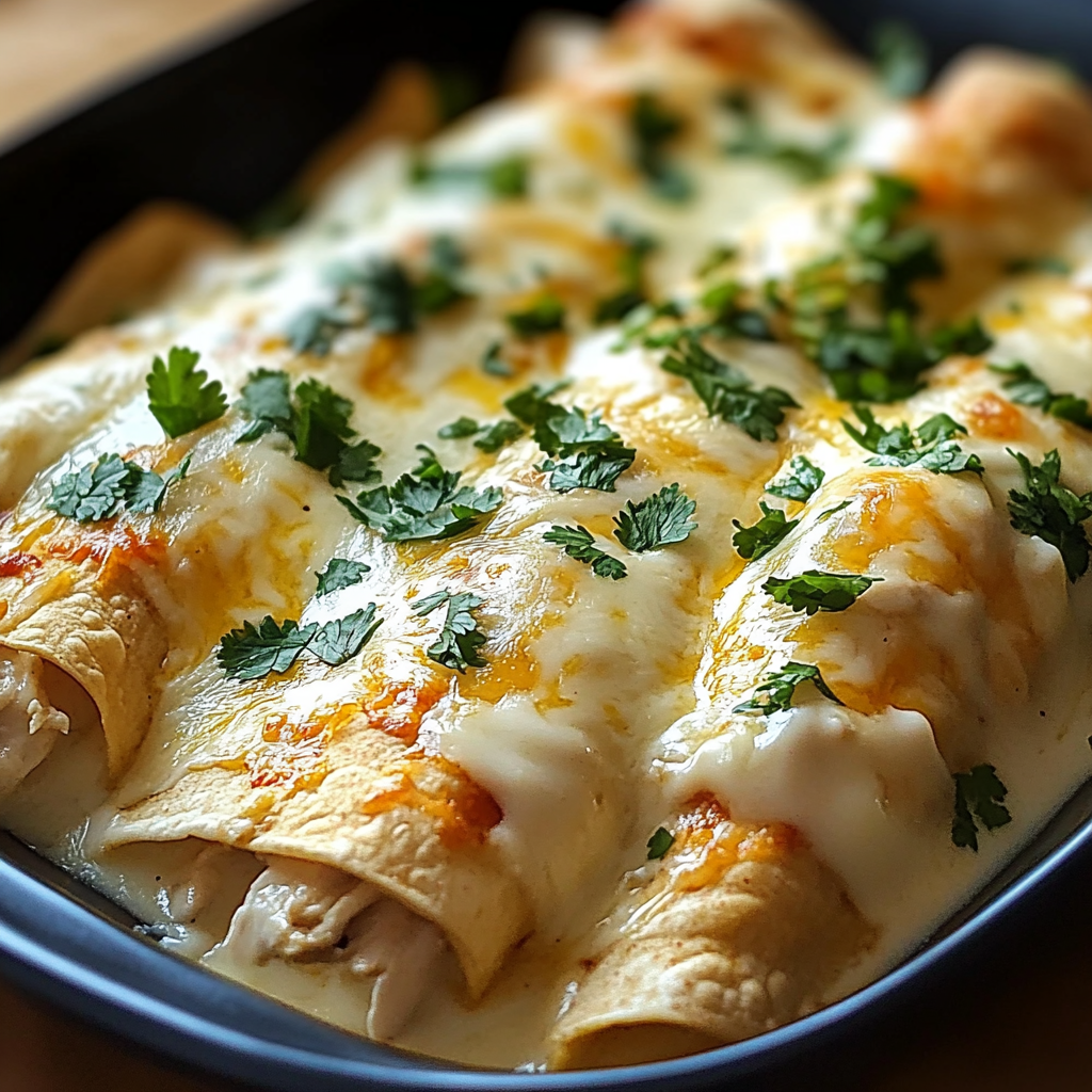 Cheesy Creamy White Chicken Enchiladas Recipe preparation