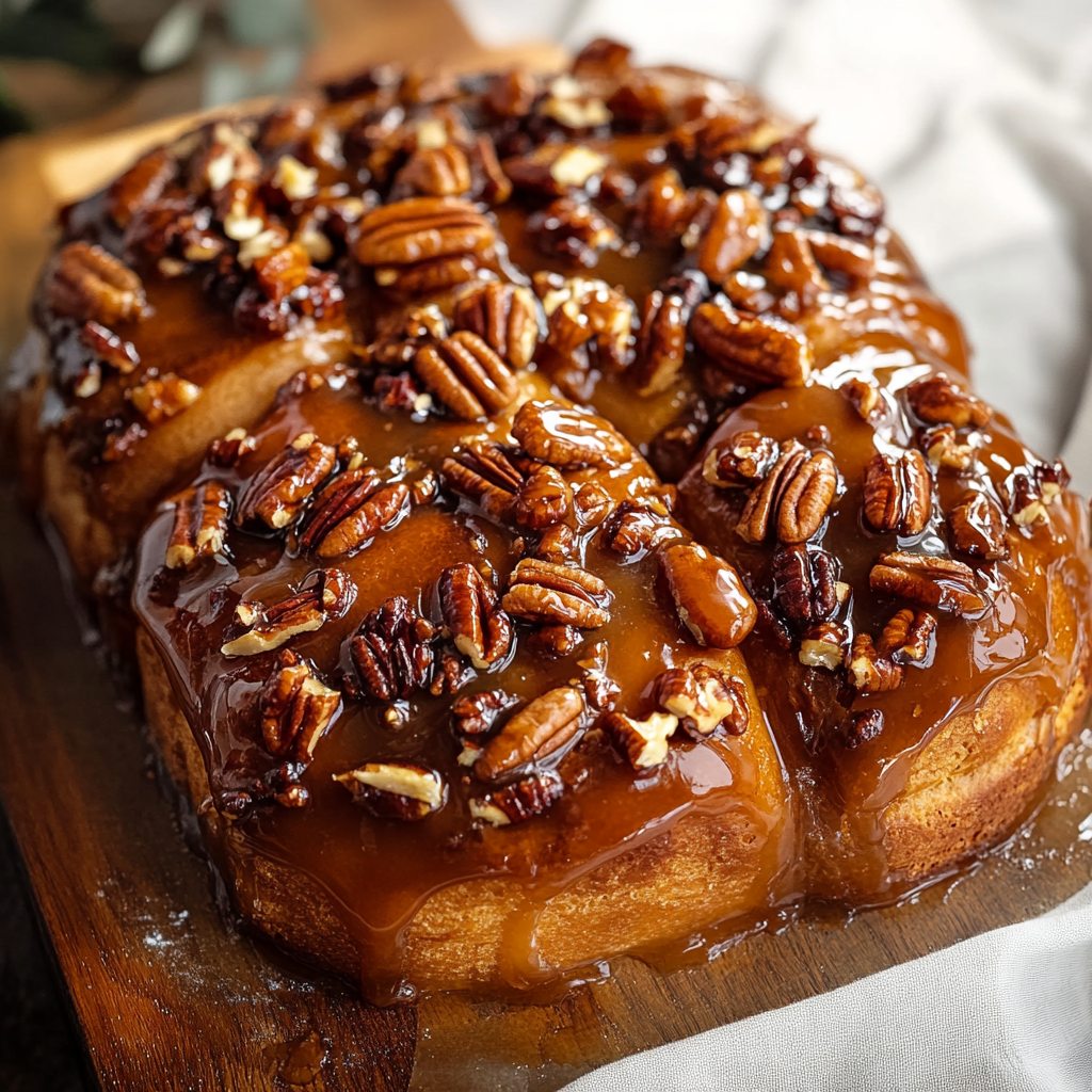 Sticky Buns with Pecan Topping Serving and storing