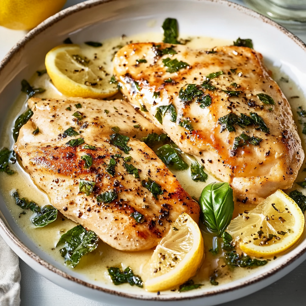 Lemon Basil Chicken Dish Serving and storing