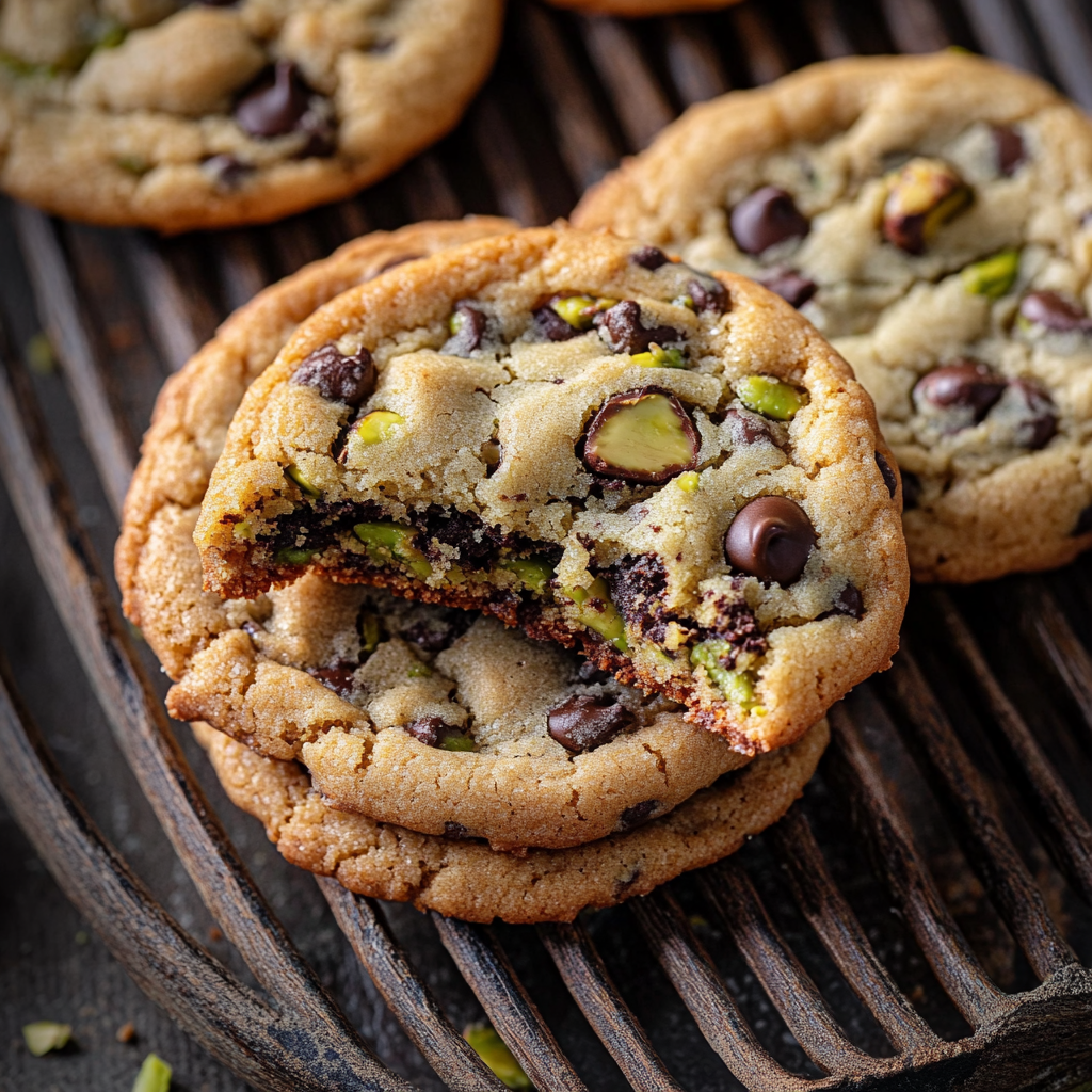 Pistachio Cream Chocolate Chip Cookies Serving and storing