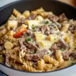 Philly Cheesesteak Pasta Dish