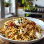 Creamy Chicken Spaghetti with Burrata Dish