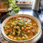 Lemony Greek Chickpea Soup Bowl