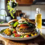 Homemade Veggie Burgers on a Plate
