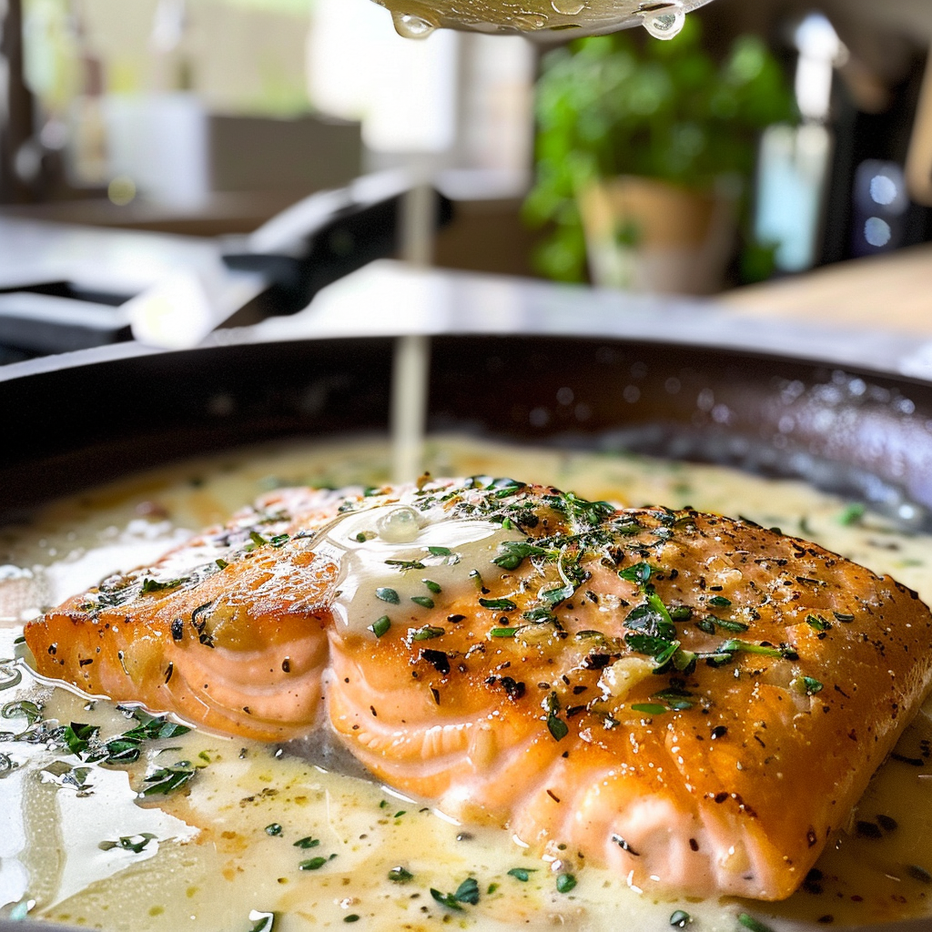 Butter Garlic Salmon Plated