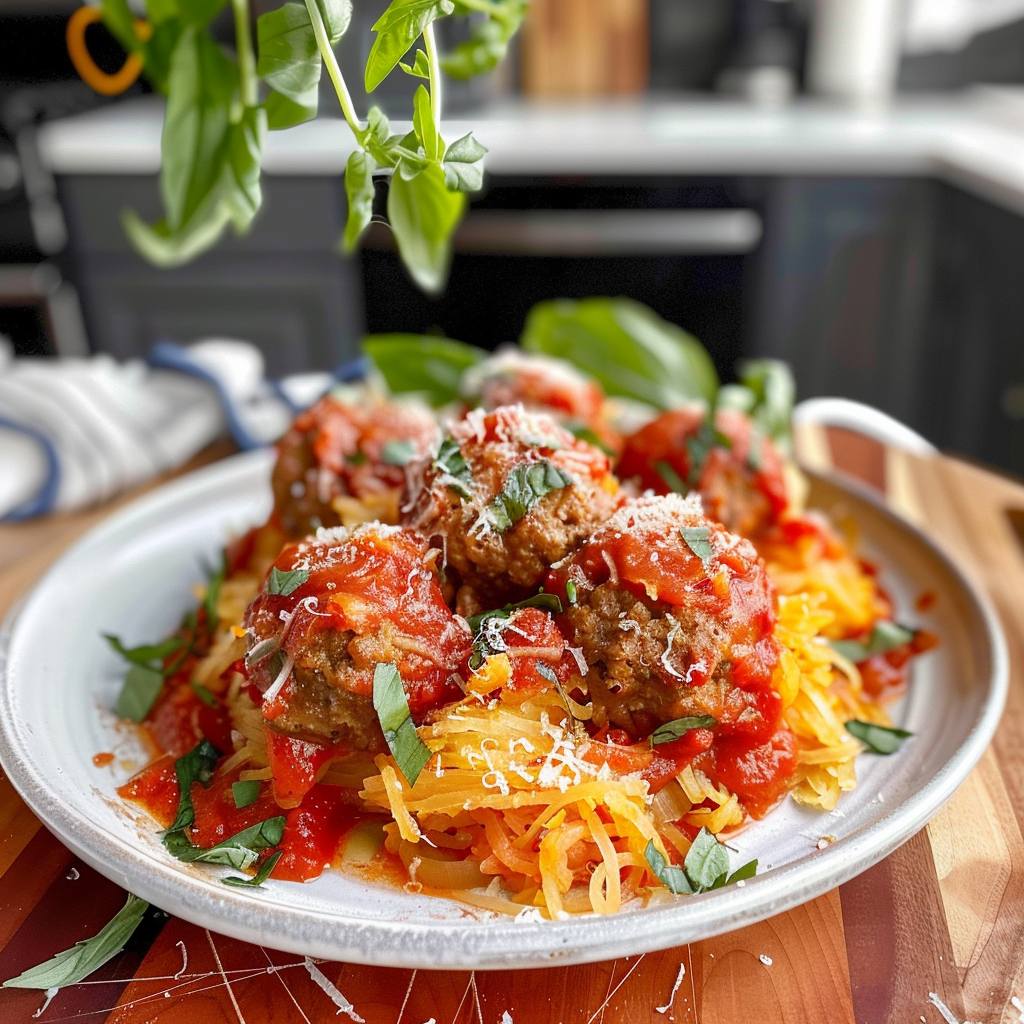 Spaghetti Squash with Turkey Meatballs