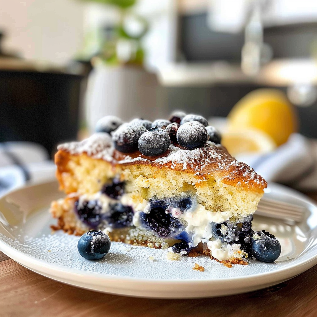 Lemon Blueberry Yogurt Cake Freshly Baked