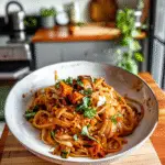 Thai Red Curry Noodles in a Bowl