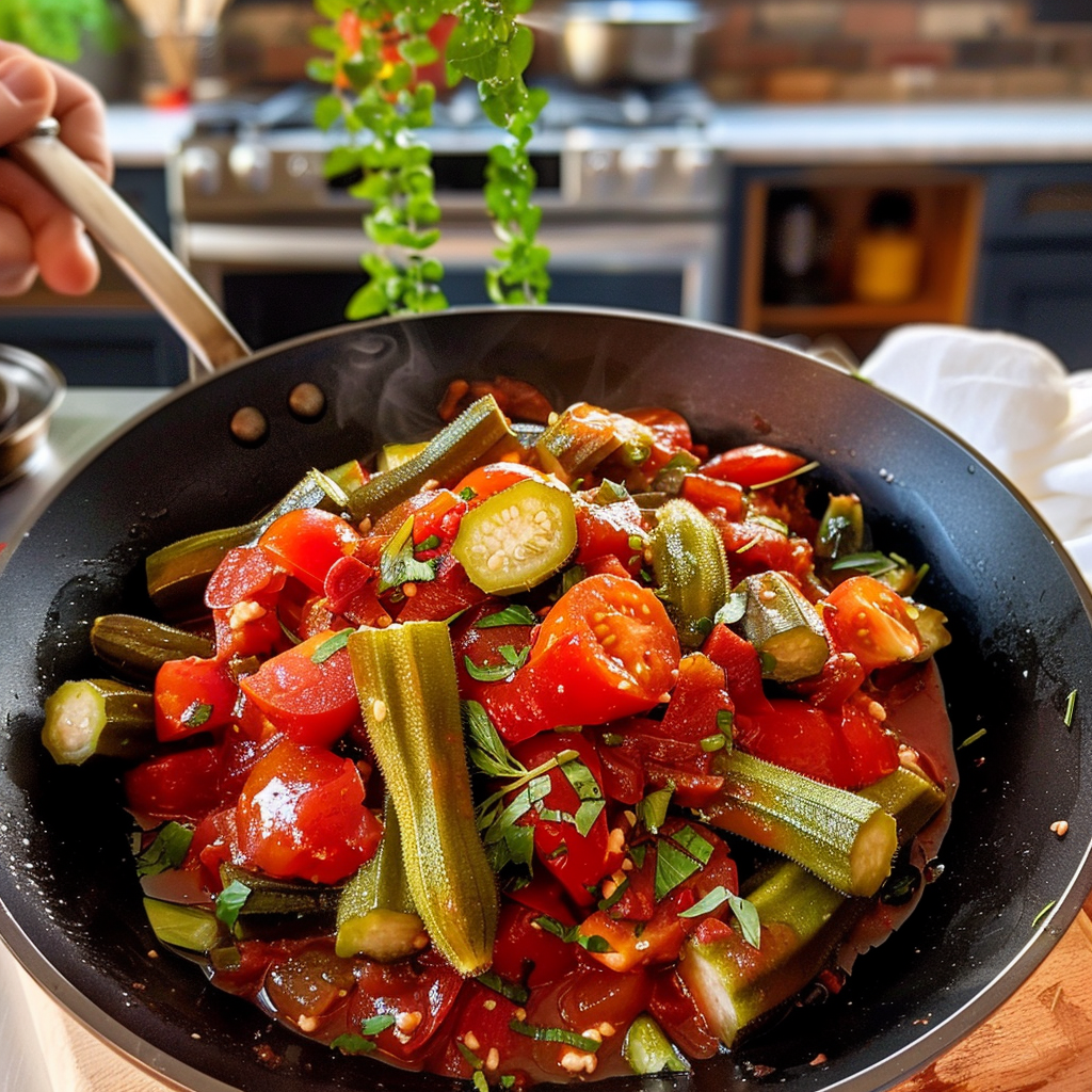 Southern Okra and Tomatoes Dish