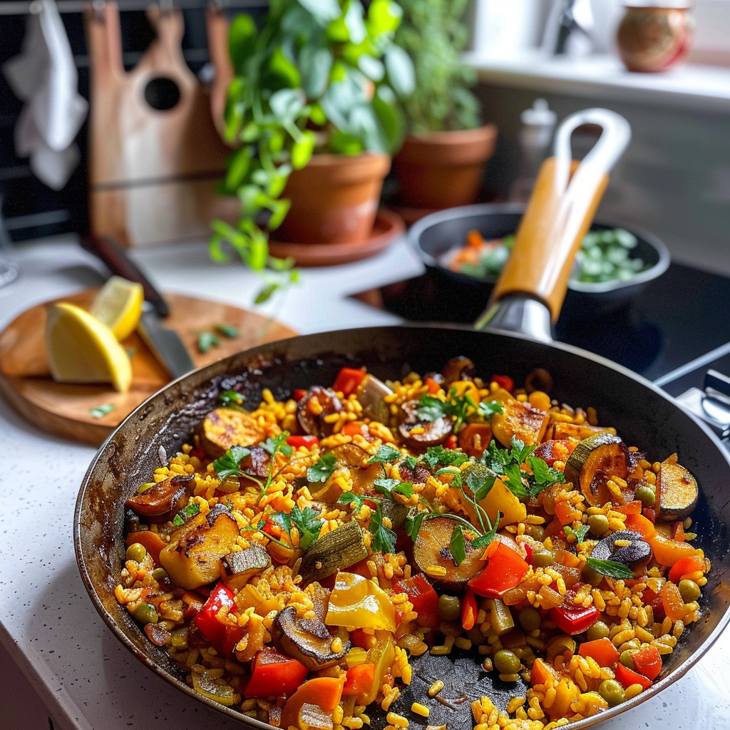 Colorful Vegetable Paella Dish