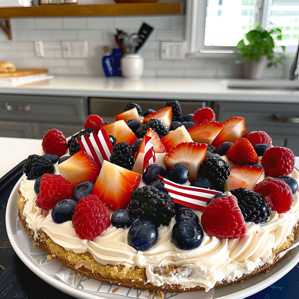 Colorful Patriotic Fruit Pizza